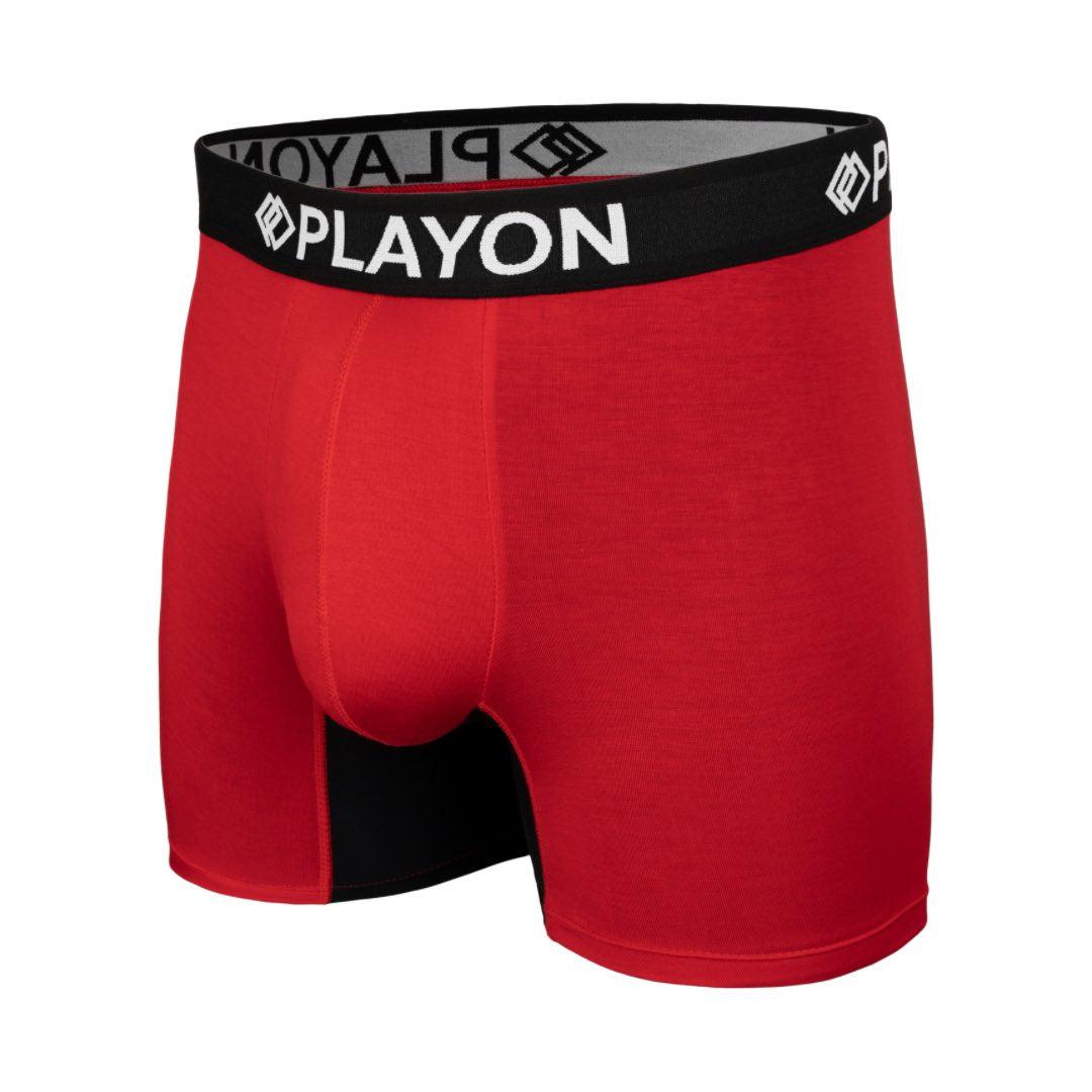 Sunset Red Bamboo Boxers - Soft snug comfortable Bamboo Boxers contoured pouch no chafe no ride up no irritation friction free panels chafe stopper panels hypo-allergenic sustainable bamboo